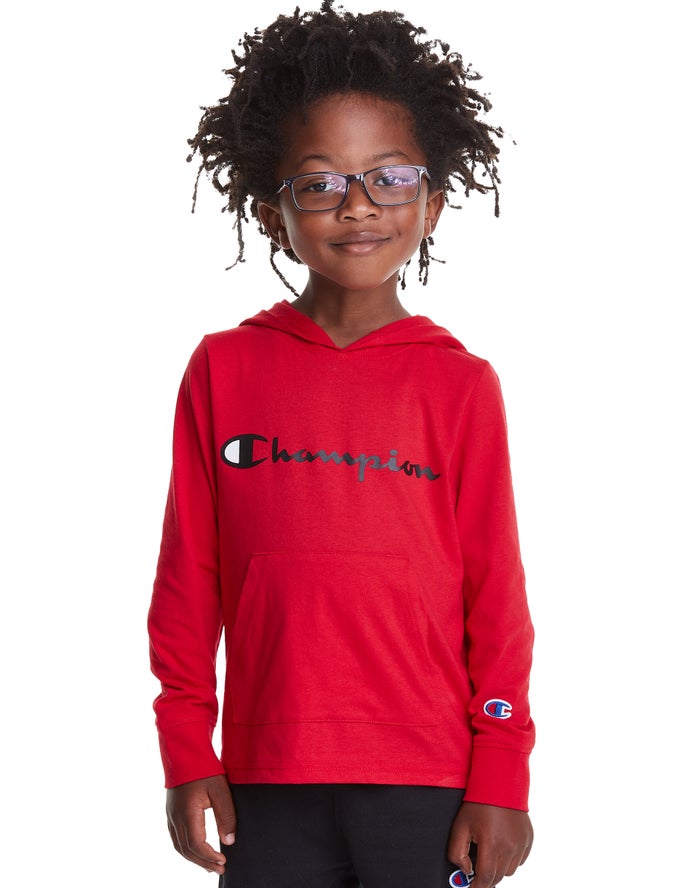 Champion Hoodie Jongens - Rood - T-Shirt Script Logo ( 654803-GZU )